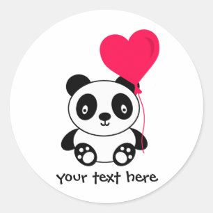 Sticker Rond Panda de Valentine
