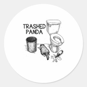 Sticker Rond Panda Dégradé Drôle de Raton laveur ivre
