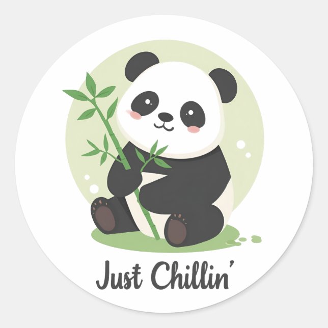 Sticker Rond Panda drôle et relaxant (Devant)