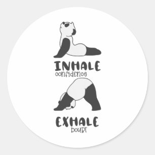 Sticker Rond Panda Drôle Ours Inspiration Expiration Yoga Panda