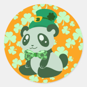 Sticker Rond Panda du jour de St Patrick