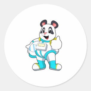 Sticker Rond Panda en astronaute avec costume