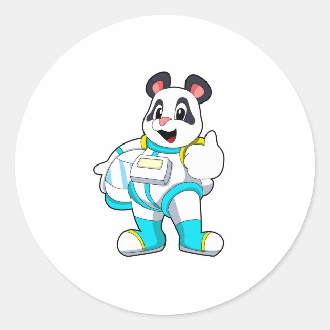 Sticker Rond Panda en astronaute avec costume (Devant)