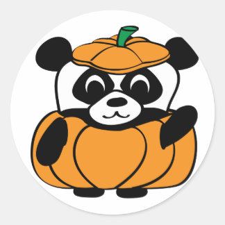 Sticker Rond Panda en costume Citrouille mignon