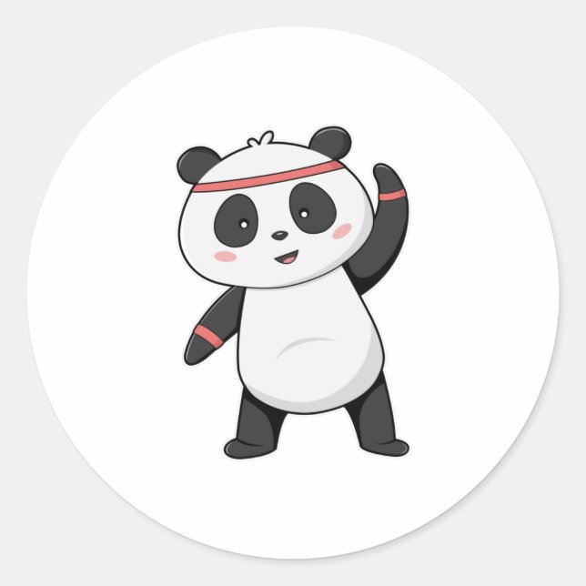 Sticker Rond Panda en forme avec bandeau (Devant)