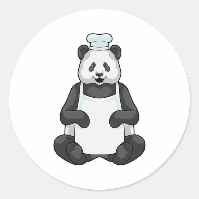 Sticker Rond Panda en tant que chef avec casquette Cuisine (Devant)