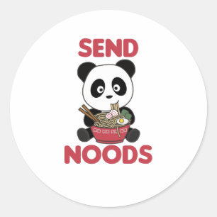 Sticker Rond Panda Envoyer Noods Ramen Cute Kawaii Noodas Panda