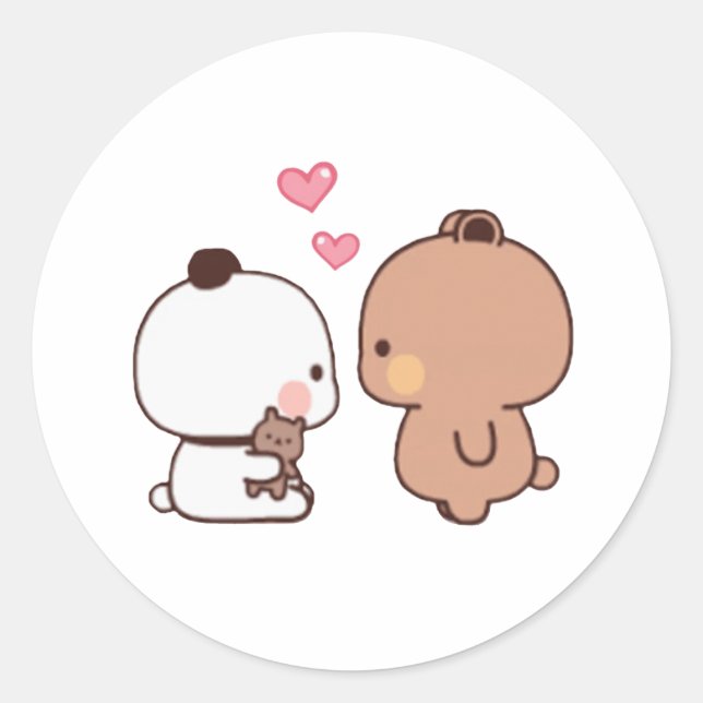 Sticker Rond Panda Et Brownie Bear Couple (Devant)