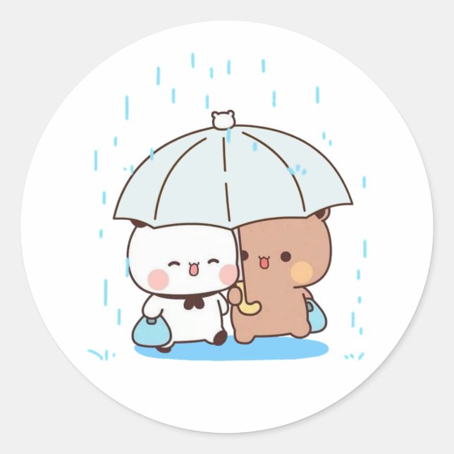 Sticker Rond Panda Et Brownie Bear Couple (Devant)