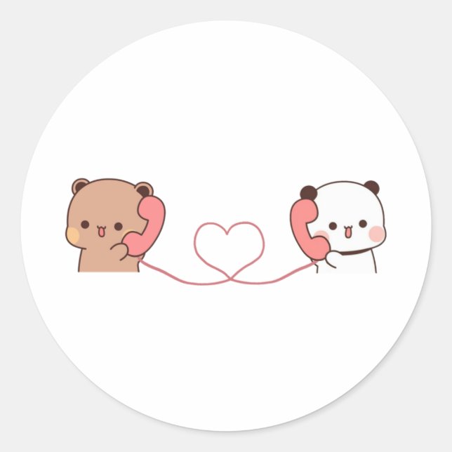 Sticker Rond Panda Et Brownie Bear Couple (Devant)