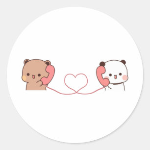 Sticker Rond Panda Et Brownie Bear Couple