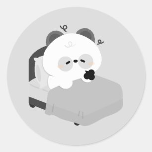 Sticker Rond Panda fatigué mignon