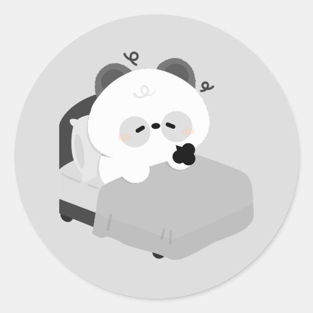 Sticker Rond Panda fatigué mignon (Devant)