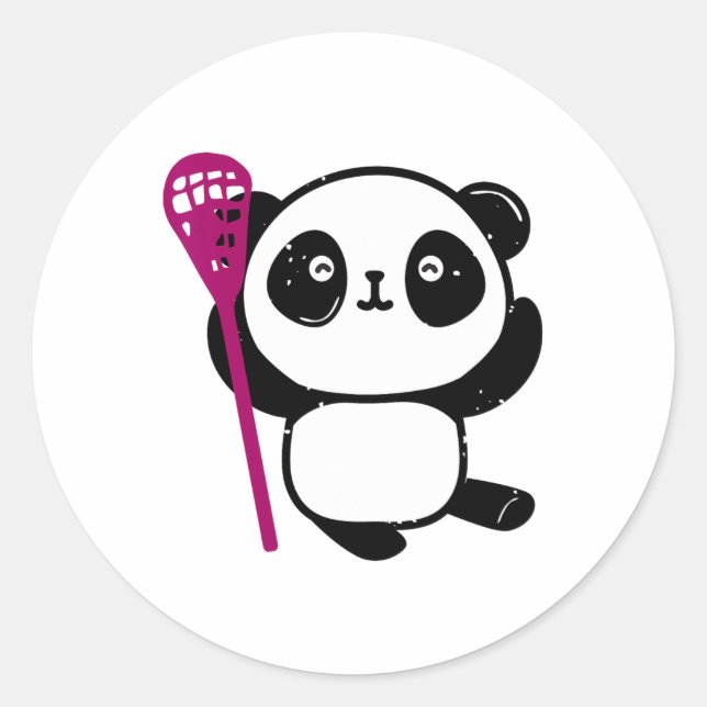 Sticker Rond Panda fille de crosse mignonne avec crosse à bâton (Devant)