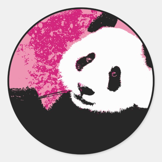 Sticker Rond panda grunge. (Devant)