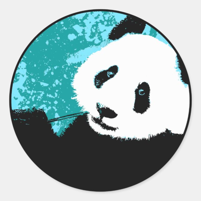 Sticker Rond panda grunge. (Devant)