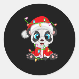 Sticker Rond Panda Guirlande de Noël Costume de Père Noël Anima