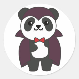 Sticker Rond Panda Halloween Cute Devil Enfants Vampire Costume