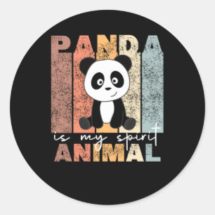 Sticker Rond Panda Is My Spirit Animal - Pandas mignons Vintage
