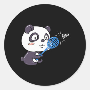Sticker Rond Panda Jouer Badminton Obtenir Sweatty I Panda Bea