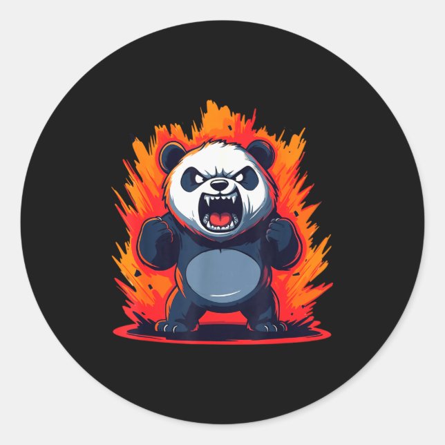 Sticker Rond Panda Looking Angry Graphic Funny Panda Kawaii  (Devant)