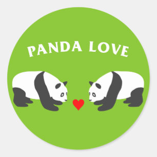 Sticker Rond Panda Love (Vert)