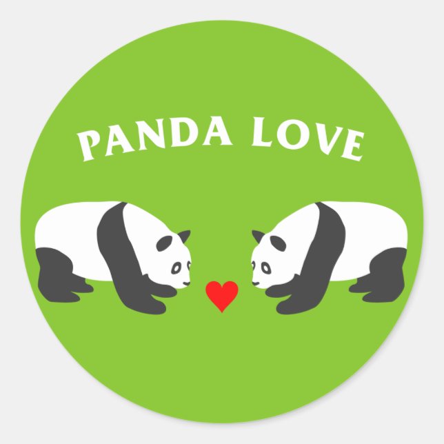 Sticker Rond Panda Love (Vert) (Devant)