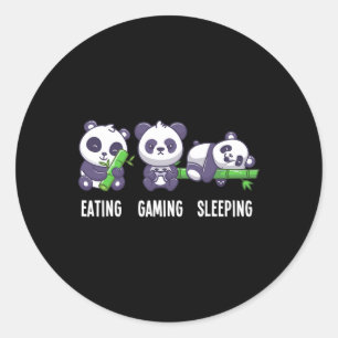 Sticker Rond Panda Manger Jeu Dormir Pour Jeu Multijoueur