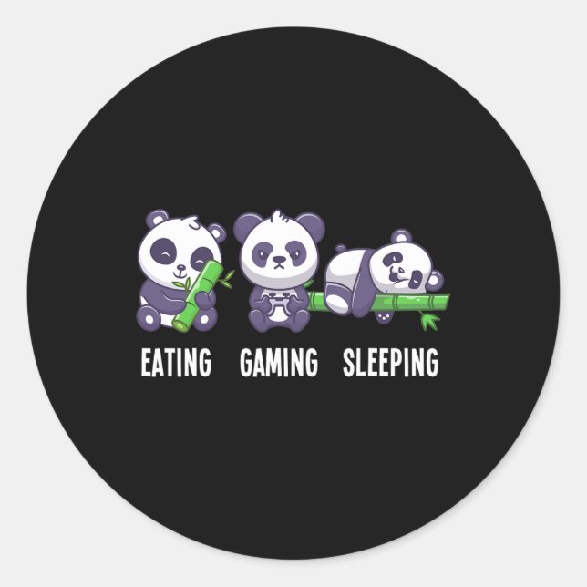 Sticker Rond Panda Manger Jeu Dormir Pour Jeu Multijoueur (Devant)