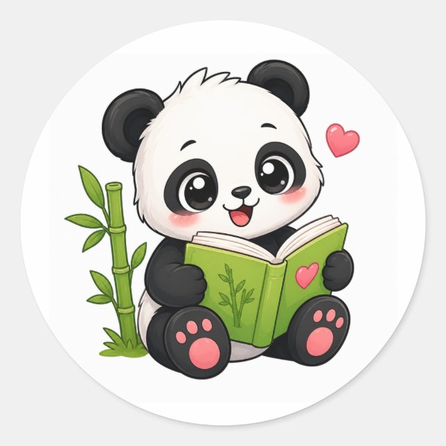 Sticker Rond panda mignon (Devant)