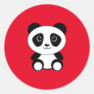 Sticker Rond Panda, mignon et câliné,