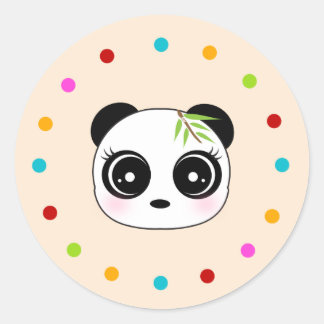 Sticker Rond Panda mignonne, cercle de pois