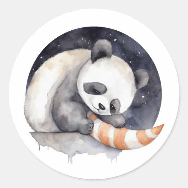 Sticker Rond Panda mignonne et endormi (Devant)