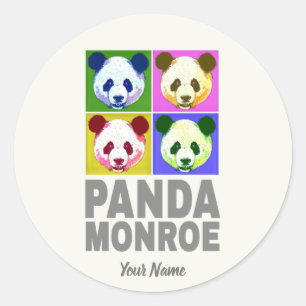 Sticker Rond Panda Monroe Ours Pop Art Portrait