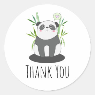 Sticker Rond Panda noir et blanc mignonne en Bambou