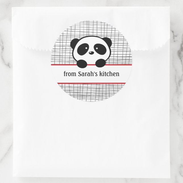 Sticker Rond Panda noir rouge des chevalets de cuisine (Sac)