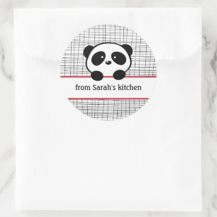 Sticker Rond Panda noir rouge des chevalets de cuisine