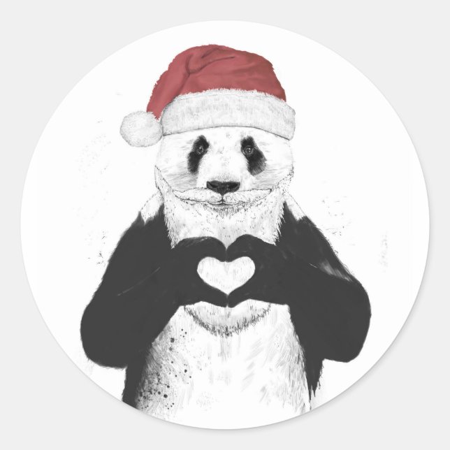 Sticker Rond Panda père Noël (Devant)