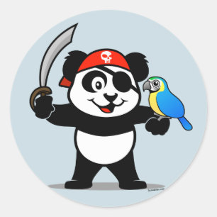 Sticker Rond Panda pirate