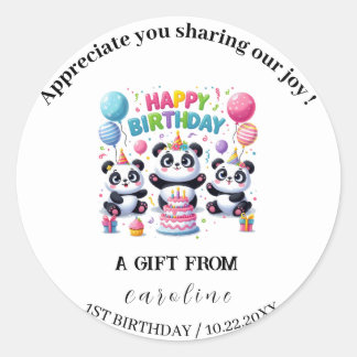 Sticker Rond Panda pour la fête d'anniversaire