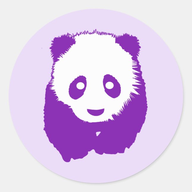 Sticker Rond Panda pourpre (Devant)