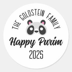 Sticker Rond Panda Purim masque mascarade