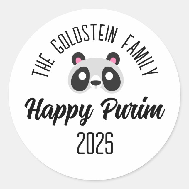 Sticker Rond Panda Purim masque mascarade (Devant)
