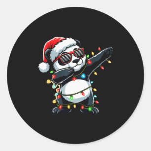 Sticker Rond Panda qui fait le dab Noël Pour Enfants Garçons Fi