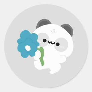 Sticker Rond Panda Romantique Mignon