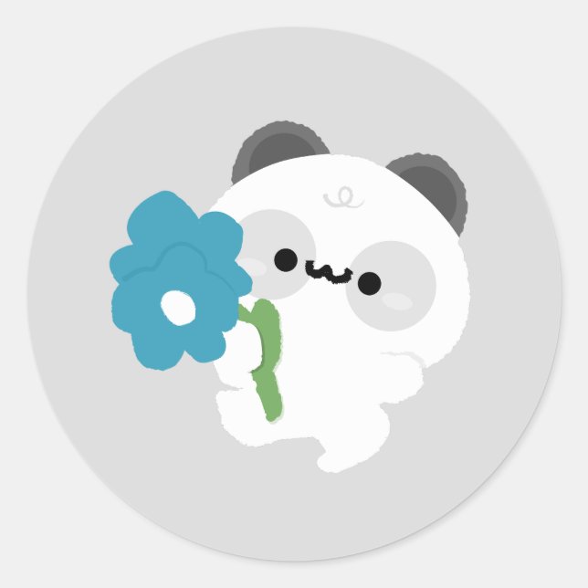 Sticker Rond Panda Romantique Mignon (Devant)
