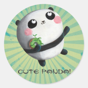 Sticker Rond Panda rond mignon