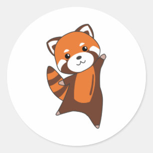 Sticker Rond Panda Rouge Cute Animaux Pour Enfants Kawaii