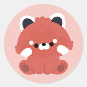 Sticker Rond Panda rouge mignonne
