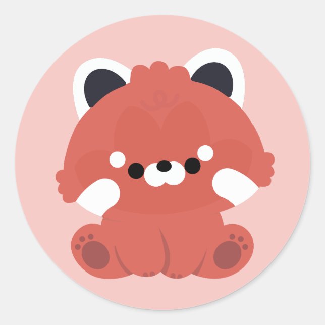 Sticker Rond Panda rouge mignonne (Devant)